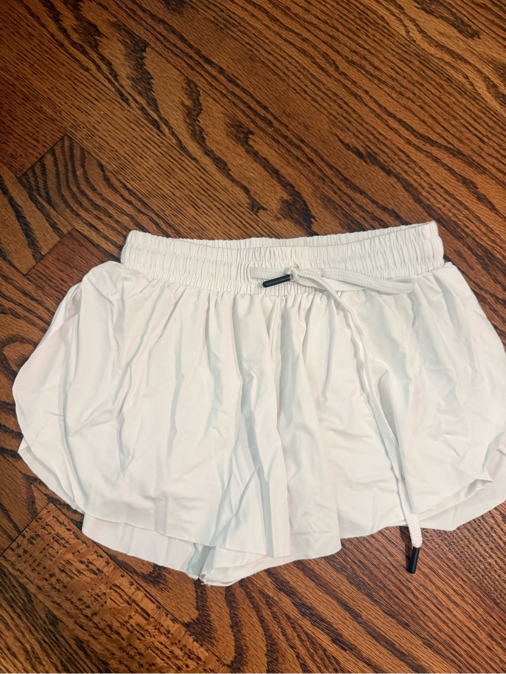 Women’s White Drawstring Athletic Shorts bubble shorts